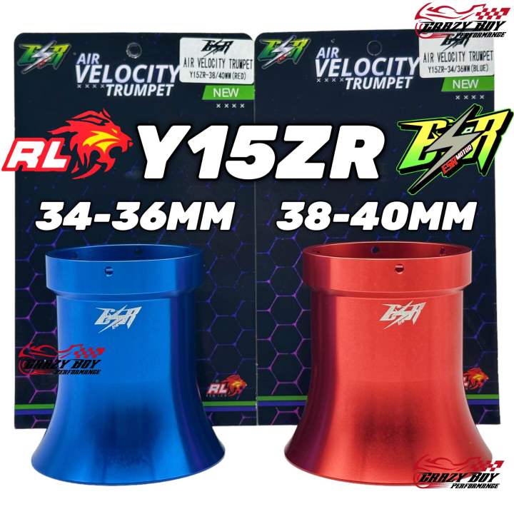 ESR MOTOR TRUMPET AIR VELOCITY Y15 Y15ZR THROTTLE BODY 32MM 34MM 36MM 38MM RED/BLUE CNC TRUMPET 100% ORIGINAL
