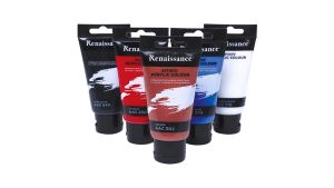 สีอะคริลิค ชนิดหลอด 75 มล. ยี่ห้อ เรนาซองซ์. Acrylic Colour สีอะคริลิก renaisance