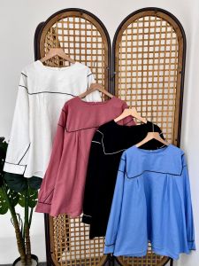 Pakaian Atasan Wanita Blouse BigSize Basic Hitam Putih Biru Pink Jumbo