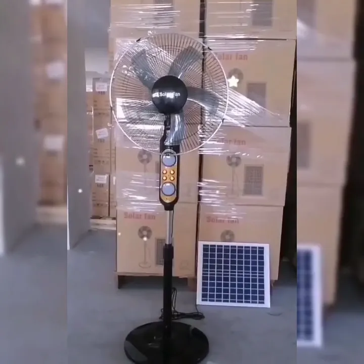 KEELAT 16 Inch Solar Fan Outdoor Solar Stand Fan USB Rechargeable Strong Wind Quiet Oscillating Fan