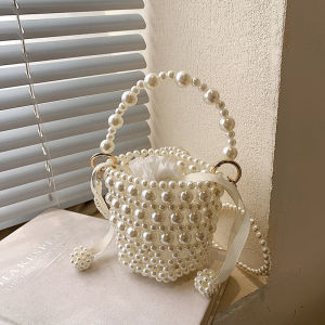 Fashionable Pearl Accessory Bag Girls Crossbody Purse Summer New Style Childrens Handbag Little Princess Bag for Kids
