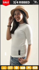 William & Matthew Ribbed 3/4 Sleeve Blouse Cotton for Formal Office & Casual Wear for Women