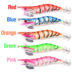 1pcs Shrimp Bait 12/13cm Cuttlefish Fishing Lure UV Luminous Plastic 3D Eyes Wooden Squid Fishing Hook Jig Lure