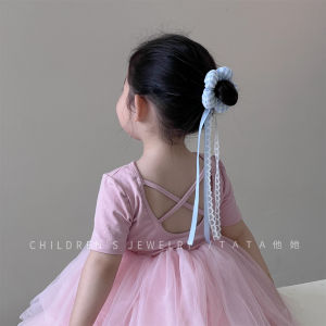 Girls Floral Lace Hair Ties Checkered Ribbon Bun Headbands Childrens Hair Accessories Sweet Korean Style Hair Bands