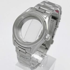 RICHUS 38mm silver Stainless steel 100 m waterproof watch case Sapphire Glass fit NH34 NH35 NH36 ETA 2824 PT5000 movement