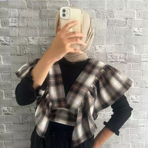 nabil fest korea || rompi nabil motif tartan terbaru || rompi wanita kekinian