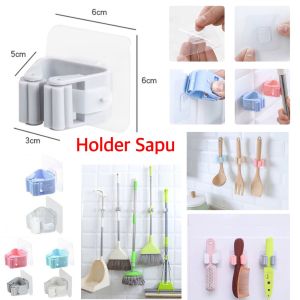 Penjepit Gantungan Sapu Pel Mop Holder Tempel Dinding Alat Sapu Pel