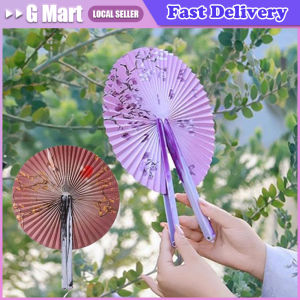 Traditional Floral Pattern Foldable Paper Fan Handheld Vintage Round Paper Fan Group Fan Ancient Chinese Style Fan Home Decor