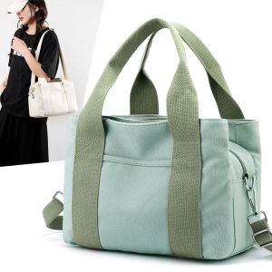 Large Capacity Canvas Bag Womens Lunch Bag Handbag Commuter Multi-layered Shoulder Bag Mommy Bag Commute Work Handbag