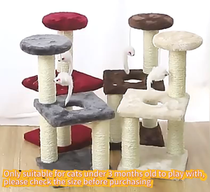 Lovinland Cats Tree Tower Toys 3-Layers Scratching Post Sisal Rope Three Pillars for Kitten Grind Claw Cat Climbing Frame Posts Pet Furniture Sisal Rope Durable Cat Climbing Frame