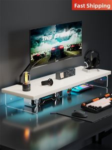 WUBUWEI | Acrylic Monitor Riser With Storage And Keyboard Tray