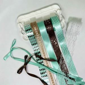 Bộ 8 Ruy Băng Phối Ren Chấm Bi Màu Bạc Hồng Trắng Rộng 1 Inch Làm Thủ Công Nguyên Liệu Làm Nơ Tóc Tự Làm Dùng Để Trang Trí