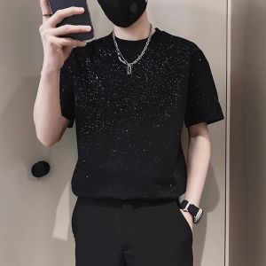 PAZHAOLANG | Extra Large Starry Sky Glitter Short Sleeve T-Shirt Cotton