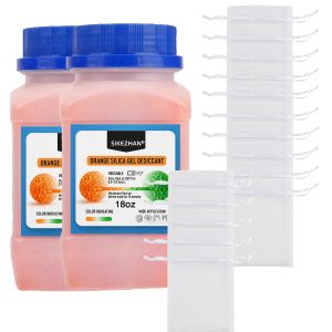 SIKEZHAN 18oz Orange Indicating Silica Gel Beads with 10 Drawstring Bags Reusable Moisture Absorber for Closets & Shoe Storage
