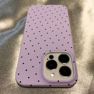 Korean Style Purple Polka Dot Phone Case Simple Female Version for  17 pro Max 16 pro Max Compatible with 15 pro Models
