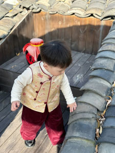 Childrens Chinese Style Tang Suit New Years Outfit Spring Clothing Set Boys Girls Baby Fashionable Traditional Costume