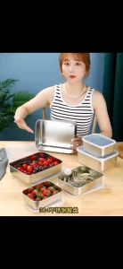 Fresh Box 304 Stainless Steel Food Grade Sealed Lunch Box Refrigerator Storage Box Bento Kitchen Organizer 不锈钢保鲜盒带盖密封冰箱收纳餐盒便当盒冷冻收纳盒