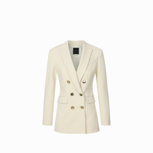 PINKO Womens Commute Simple Waist-Cinching Shoulder Pad Double-Row Button Suit Jacket 100154A1L3 Elegant Professional Fashion