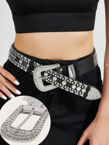 Thắt Lưng Da Rộng Phong Cách Mỹ Y2K 2025 Mới Cho Nữ Thắt Lưng Cạp Cao Bằng Da PU Có Thiết Kế Kim Cương Cho Quần Jeans