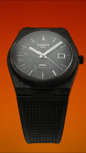 Tissot Gent T1379079720100 PRX Forged Carbon Powermatic 80 40.5mm Black Carbon Dial Black Rubber Band Automatic Watch