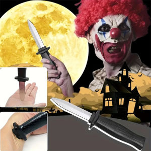 Retractable Fake Knife Toy Plastic Prop Trick Blade Halloween Fools Day Party Cosplay Gadget for Playing Joke