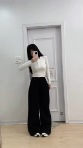 Quần dài ống rộng nữ bigsize chất nỉ QD35 cạp cao tôn dáng túi xéo phong cách năng động dễ phối mặc ở nhà đi làm đichơi