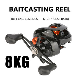 【TRAINFIS】Fishing Reel 8KG Max Drag 6.3:1 High Gear Ratio 18+1BB Baitcasting Reel Metal Spool BC Reel Seawater Reel All Water Reel
