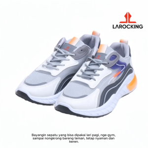 Sepatu Sneakers Larocking Glynt - Abu Navy | Sepatu Olahraga Running Gym Pria Wanita
