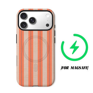 Coral Thin Stripe Phone Case for iPhone 18 17 16 15 14 13 12 11 Air Pro Max Plus Double-layer Cover