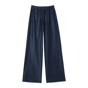 JIANGLU | Summer Ice Silk Wide Leg Pants High Waist Straight Cut Lightweight Breathable Jeans Style Womens Long Trousers