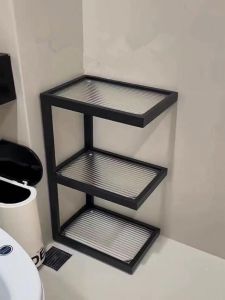 ชั้นวางของในห้องน้ำหรูหรา ชั้นวางเครื่องสำอาง ชั้นวางของในห้องน้ำ ชั้นวางของในมุมห้องน้ำ 3 ชั้น สไตล์หรูหรา