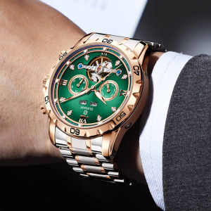 GLENAW brand new fashionable business luxury calendar stainless steel strap fully automatic mechanical mens watch