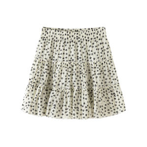 MiiOW | Floral A-Line Mini Skirt Womens Summer Thin New Small Size Half Body Cake Design Sensation High Waist Polyester Fiber Skirt