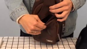 【LAZ BestSeller】Bag Man Mens Crossbody Chest Bag PU Leather Leisure Messenger Bag Sports Shoulder Bag Waist Bags with USB Charging Port Earphone Cable Hole Beg Lelaki 男包 胸包 斜挎包