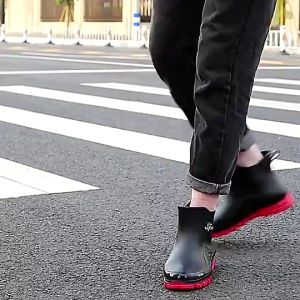 Mens Chic Ankle Rain Boots Non-Slip Waterproof Fashion Tube Water Shoes