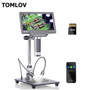 TOMLOV DM201 SE 7-inch LCD Digital Microscope 1200X 32GB DM201 Pro DM201 Max 25MP Coin Microscope with LCD Screen for Adult Soldering Electronic Microscope Compatible with Mac/Windows for PC View