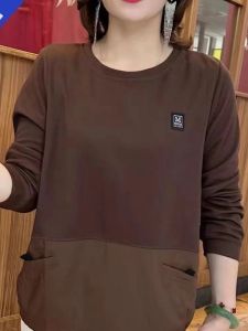 เสื้อสเวตเตอร์คอกลมแขนยาวหลวมๆ สำหรับผู้หญิง ฤดูใบไม้ร่วง 2025 แฟชั่นใหม่ ทรงหลวม ไซส์ใหญ่ เสื้อตัวบน