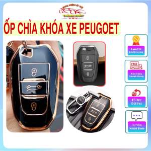 Bao ốp bảo vệ chìa khóa xe Peugeot nhựa dẻo TPU tráng gương cao cấp kèm móc khóa logo hãng