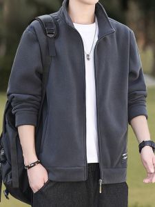 ROMON | Áo khoác nỉ dày mùa thu Romon cho nam Áo len cardigan cổ đứng Áo khoác ngoài thời trang thường ngày bằng polyester