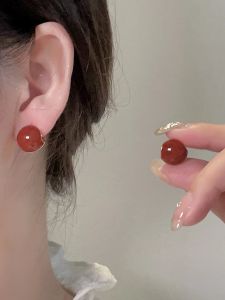 Red Rum Party Earings Vintage Geometric Pattern Brass Earrings for Women Sunset Theme Year of the Rat Lucky Charm Ear Jewelry