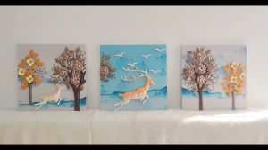 ️【3in1 】Lukisan Relief Hiasan/3PCS Modern luxury decorative 3D handicraft lucky painting/1003