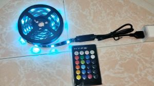 Dải Đèn LED RGB Với Điều Khiển Từ Xa 24 Phím Đèn Nền TV Biến Đổi Màu SMD 5050 Bộ Nguồn USB Dải Linh Hoạt 30LED/MDc5V 2M