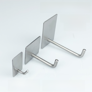 Stainless Steel Adhesive Hook No Drilling Long Straight Hook Kitchen Wall Mounted Hook Rack Heavy Duty Traceless Clothes Hook