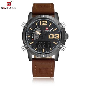 Naviforce | NAVIFORCE Top Brand Men Watch Multifunction LED Digital Sport WristWatch Luxury Military Leather Band Quartz Electron Male Clock