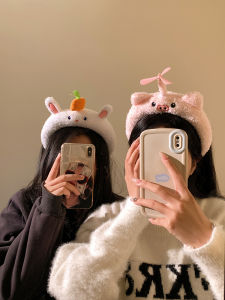 Cute Flying Pig Plush Hairband Womens Funny Line Pulling Circle Hair Clip Makeup Washing Face Hair Accessories Headband