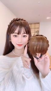 Fashion fringe wig covered with white hair age reduction anti-slip female simulated headband air fringe wig