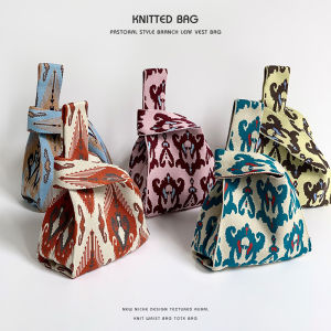 กระเป๋าถือทอลายผ้าอีด์ลายชาติพันธุ์ กระเป๋าถือท่องเที่ยว กระเป๋าถือสำหรับทุกเพศ กระเป๋าถือแบบเปิดเต็ม กระเป๋าถือแบบยูนิเซ็กซ์ กระเป๋าถือแบบทอ