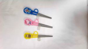 Sweetybayibayi Cartoon Kids Training Chopstick Stainless Steel Eating Training Cute Baby Learn Chopsticks Correct Usage