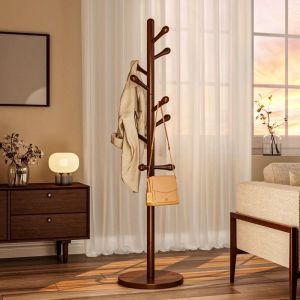 Minimalist Modern Solid Wood Coat Rack and Bag Holder