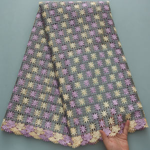 Vải Ren Guipure Nhiều Màu Tím Be Cổ Điển Họa Tiết Hoa Châu Phi Dành Cho Váy Cưới Nữ Chất Liệu Lưới Thân Thiện Với Môi Trường Khổ 51/52